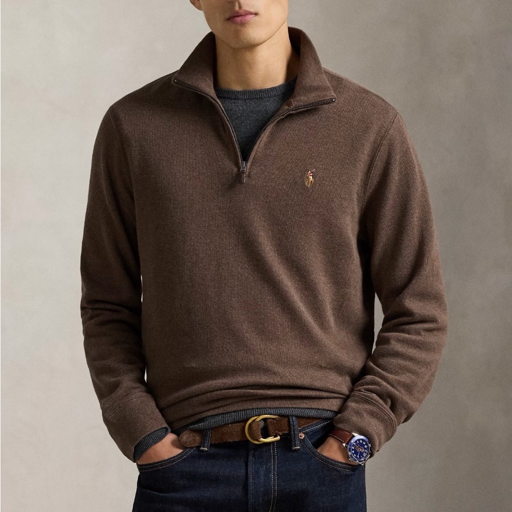 NWT Polo Ralph Lauren Estate-Rib Classic Brown Quarter-Zip Pullover Size XXL